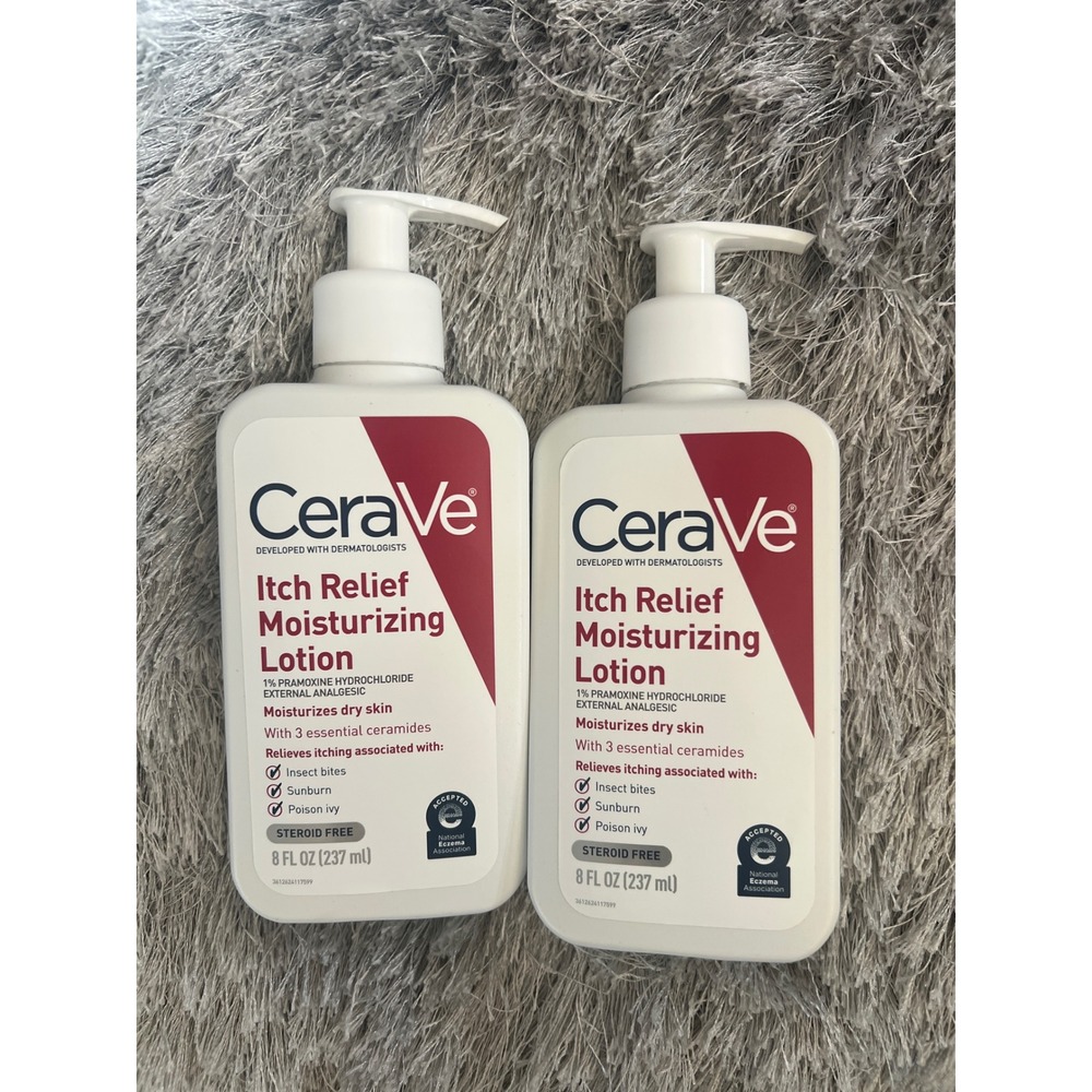 2 Pack CeraVe Itch Relief Moisturizing Lotion 8oz Pramoxine Hydrochloride 1%
